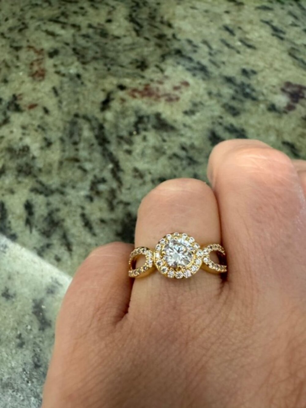 Women's Fashion Gold Filled AAA CZ Round Halo-Cut Statement Ring Size 8